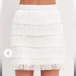 Endless Rose White Fringe Tassel Tiered Mini Skirt Sise S Bachelorette Wedding